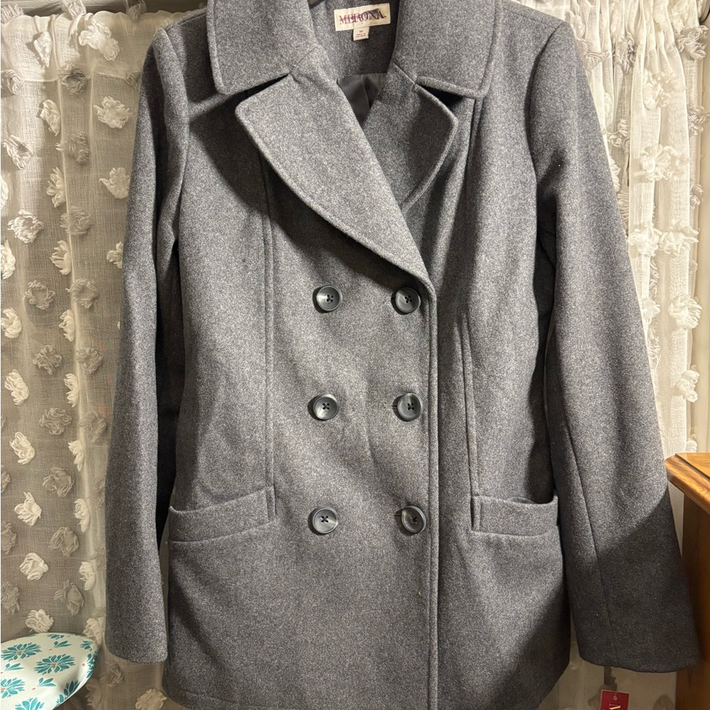 Merona Charcoal Wool Double-Breasted Pea Coat
